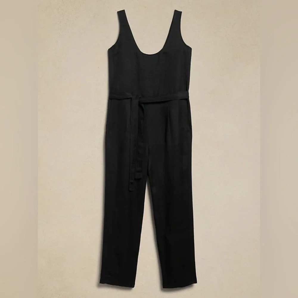 NEW! Banana Republic Black Viscose-Linen Jumpsuit - Size Medium 🍄‍🟫